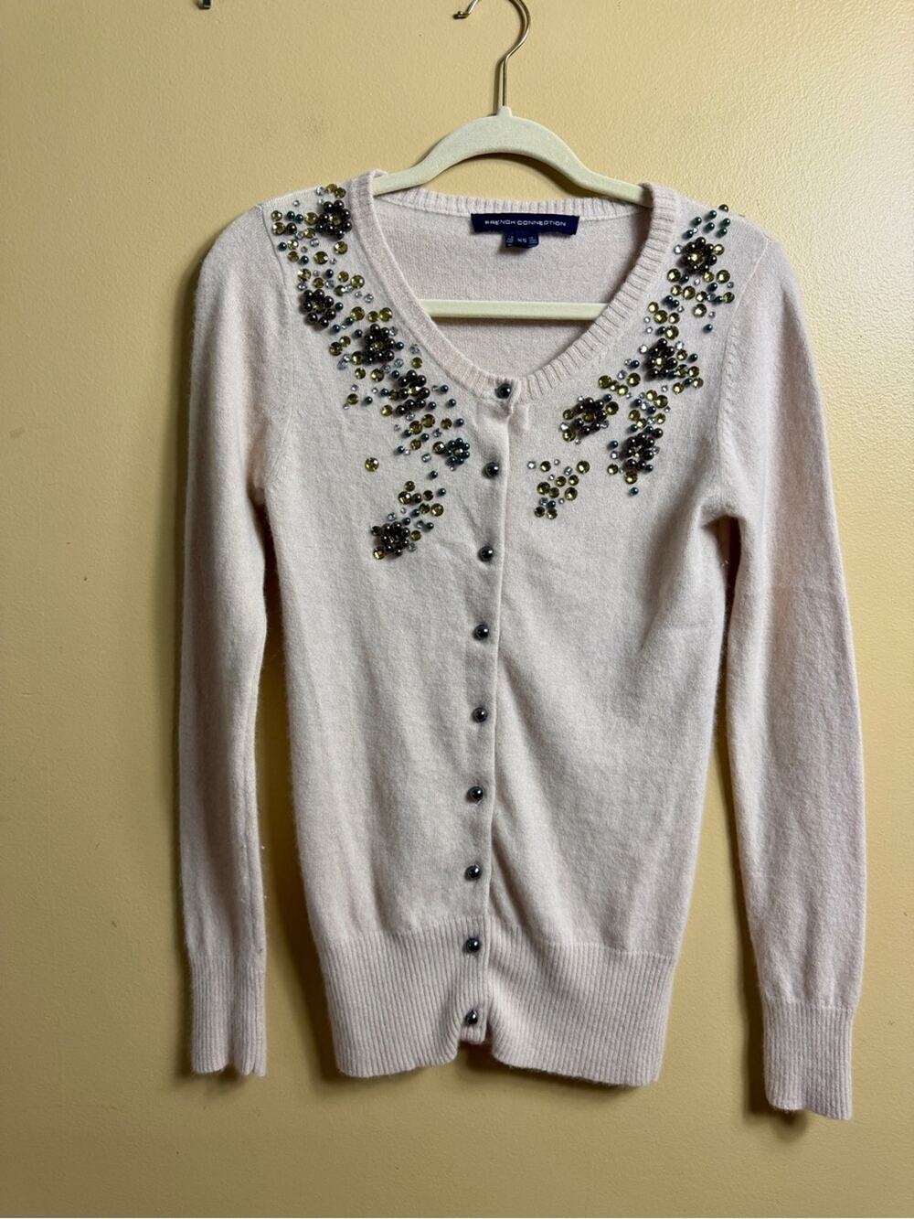 French connection tan angora blend cardigan XS